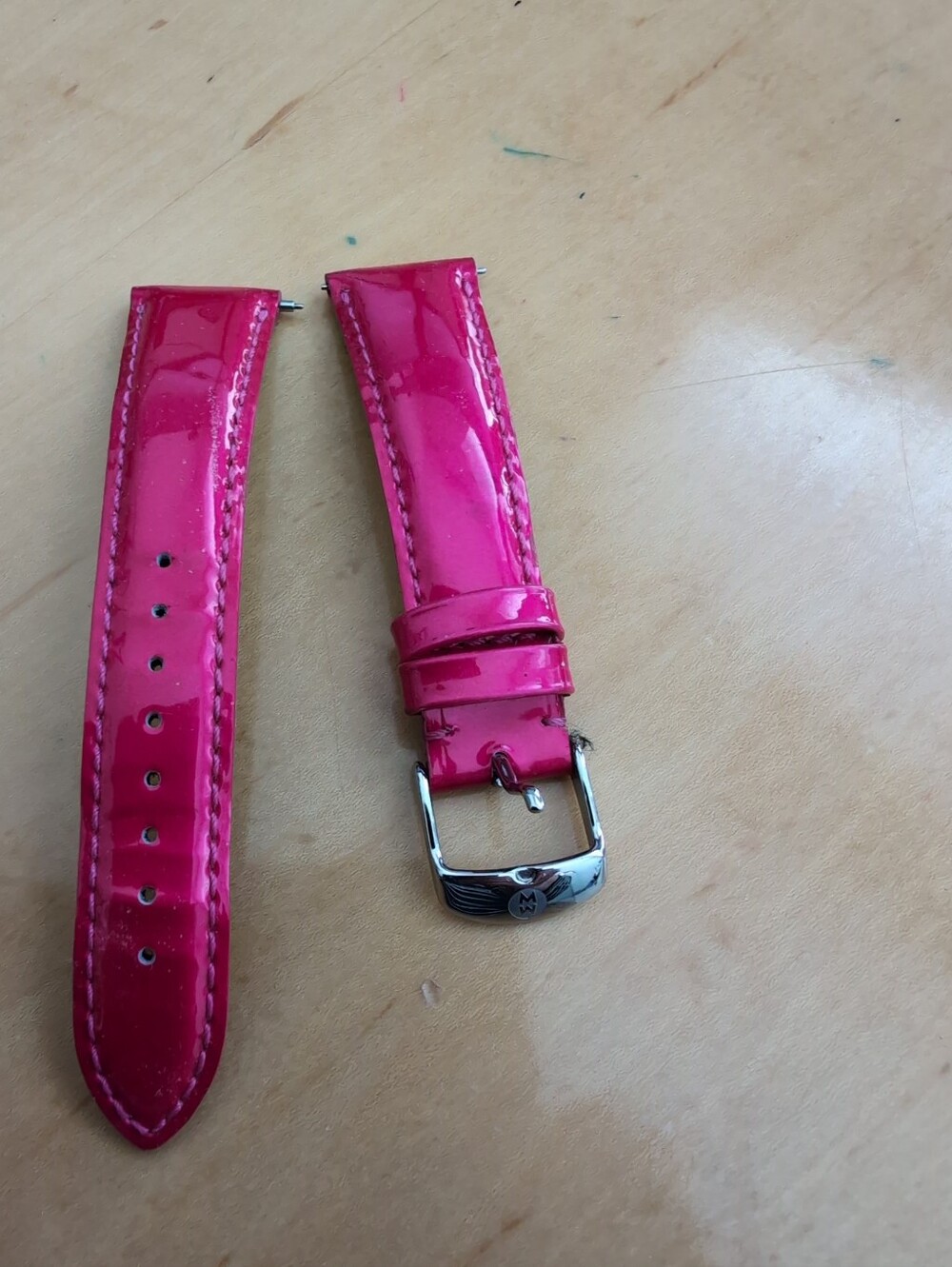 Authentic Classic Michele Hot Pink Patent Leather Watch Band -  Size 20